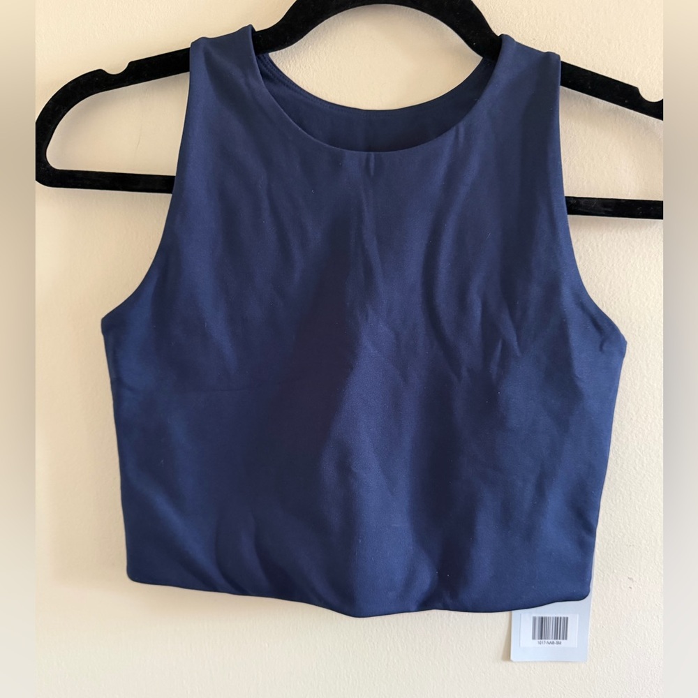 New! girlfriend collective Navy Cropped Tank Top - Picture 1 of 3
